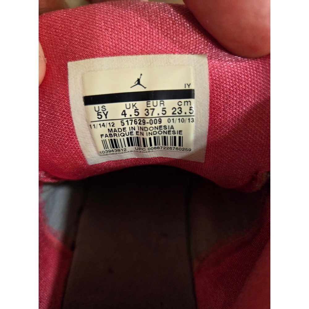Nike Jordan‎ Kids High Top Sneakers Gray Pink Basketball Shoes Youth Size 5Y - Picture 9 of 10